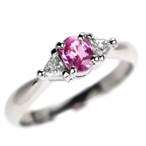 Pre-owned Pt900 Pink Sapphire and Diamond Ring, 0.442 carats, D0.175 carats (1 of 3)