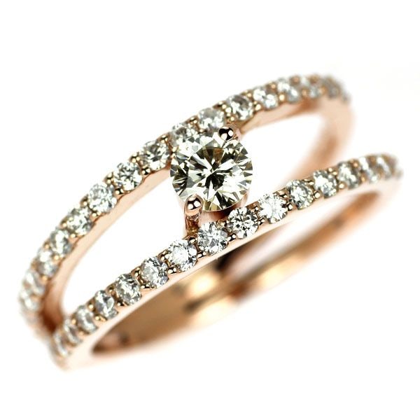 Pre-owned K18 Pink Gold Diamond Ring 0.236 Carats D0.50 Carats (1 of 3)