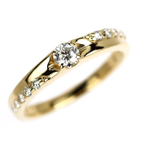 Pre-owned K18YG Diamond Ring 0.162 Carats D0.10 Carats (1 of 3)