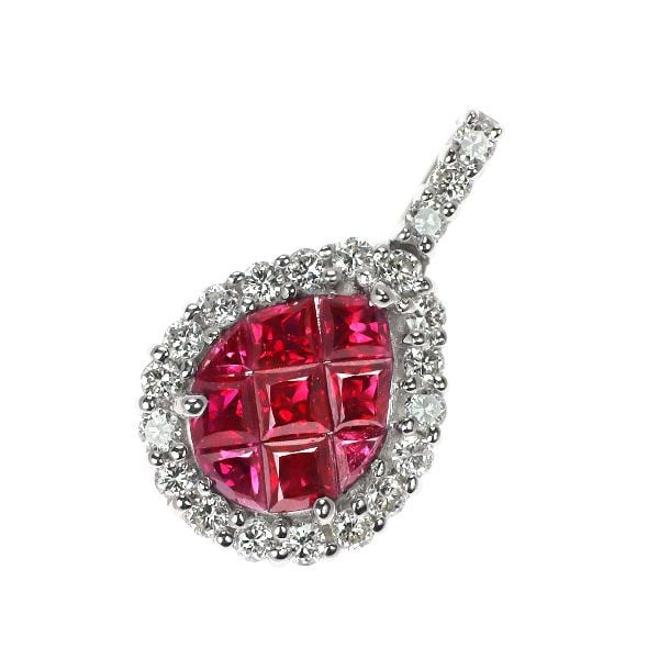 Second-hand K18WG Ruby Diamond Pendant 0.88 Carats D0.44 Carats (1 of 4)