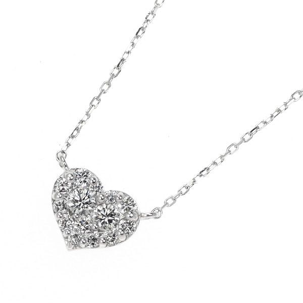 Pre-owned Ponte Vecchio K18WG Diamond Necklace 0.13 Carat Heart Shape: This is a Ponte Vecchio pendant necklace inlaid with a total of 0.13 carats of diamonds. The diamonds are meticulously set in varying sizes, designed into a charming heart-shaped pattern. Add a touch 