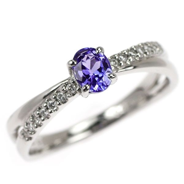 Pre-owned Pt900 Tanzanite and Diamond Ring, 0.42 carats, D0.07 carats. (1 of 3)