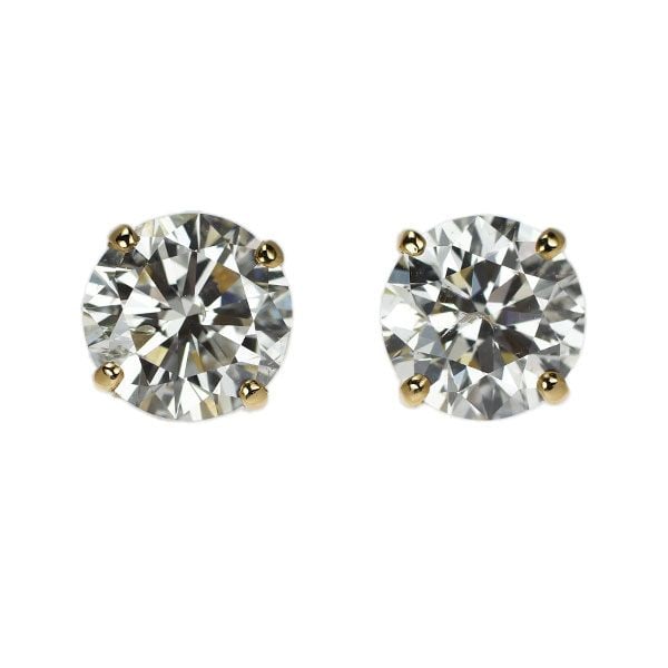 Pre-owned K18YG Diamond Earrings, 2.355 Carats, H SI2 VG, with Certificate (1 of 5)