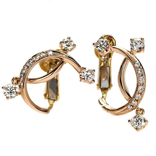 Pre-owned K18YG/PG Diamond Earrings 0.678 Carats (1 of 3)