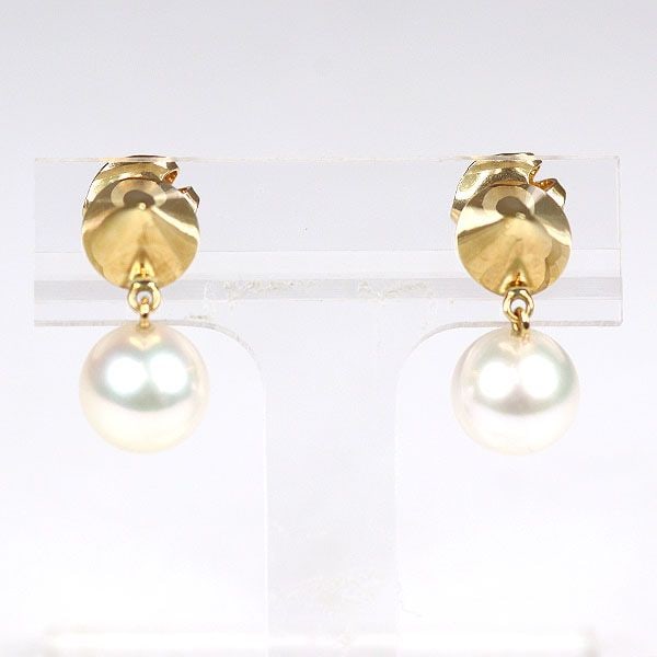 Pre-owned - TASAKI Refined Rebellion Plus Earrings K18YG Akoya Pearls 7.6mm: Brand: Tasaki Product Name: Refined Rebellion Plus Earrings Model: Reference Price: Grade: A Size: Total hanging length approximately 1.5cm, Akoya pearl approximately 7.6mm Material: 750 Yellow Gold /