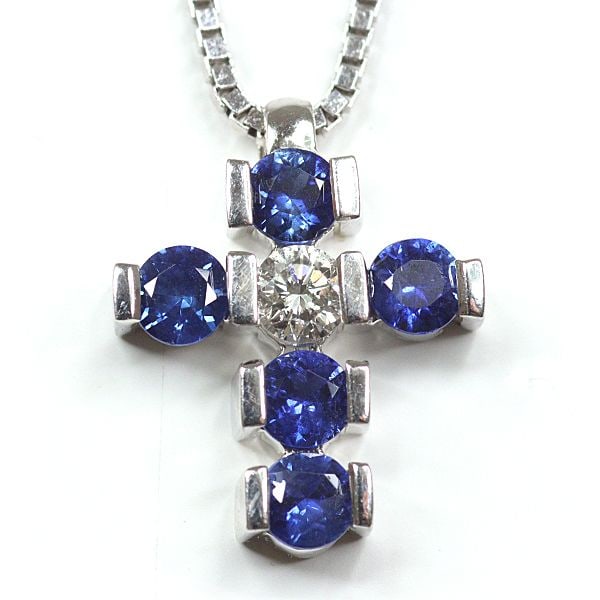 Pre-owned - Damiani Belle Epoque Necklace, Belle Epoque, Diamond, Sapphire, K18WG White Gold (1 of 3)