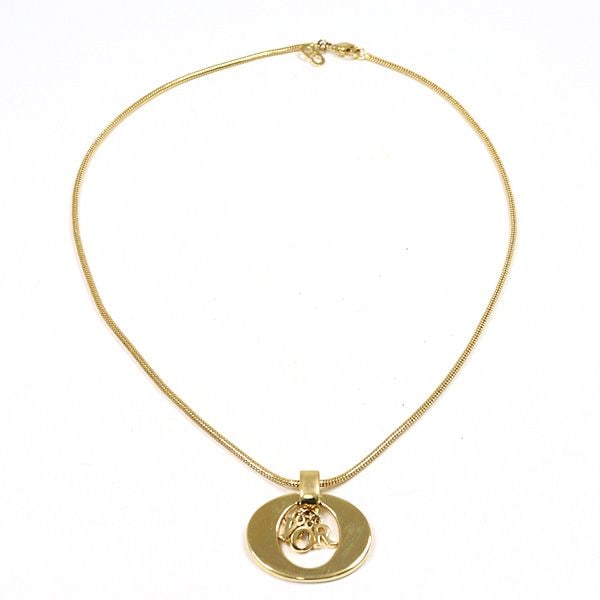 Pre-owned - Dior (DIOR) Logo Necklace, Gold-tone Metal, Gold, 46cm, Costume Jewelry: Category: Branded Jewelry Brand: Dior (DIOR) Product Name: Signature Necklace Reference Price: Grade: A Size: Length approximately 45.8 cm, Pendant Width 30.6 x Height 23.8 mm Material: Gold-tone Meta