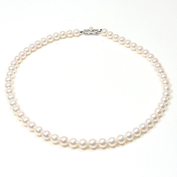 Pre-owned MIKIMOTO Pearl Necklace K14WG Akoya Pearls (7.0-7.5mm) 43cm (1 of 6)