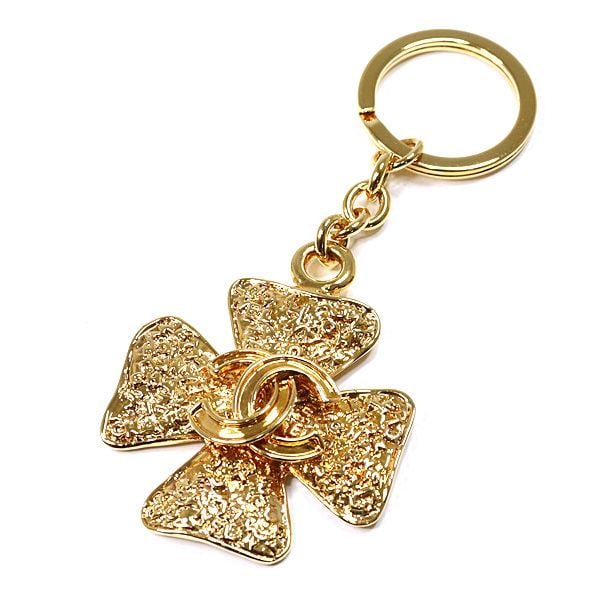 Pre-owned - Chanel Four-Leaf Clover Keychain, Gold 95A, Four-Leaf Clover Coco Logo Keychain, Bag (1 of 6)