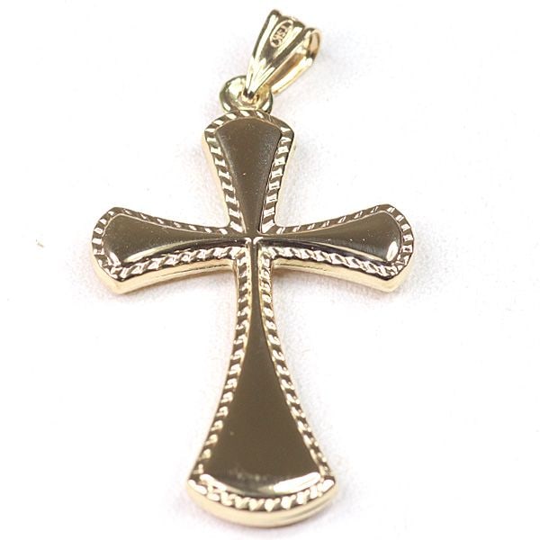 Second-hand K18YG Cross Pendant Top 1.3g Cross Beaded Edge Inlaid 750YG Pendant Head NJ Unused Item (1 of 6)