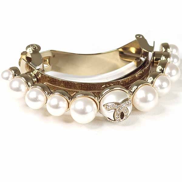 Second-hand - Chanel CHANEL Horsehair Hair Clip Hair Accessory Coco Logo Rhinestones Imitation (1 of 6)