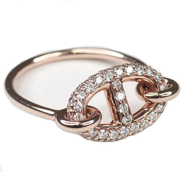 Pre-owned - Hermes HERMES Ring "Farandole" Chain Ring Diamond Pink Gold K18PG Au750 H221624B 00051 (1 of 6)