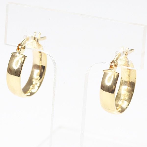 Second-hand - Unoaerre UNOAERRE 1AR K18YG Hoop Earrings 1.2g 750YG 3248 Wide Edge Hollow NJ Unused (1 of 6)