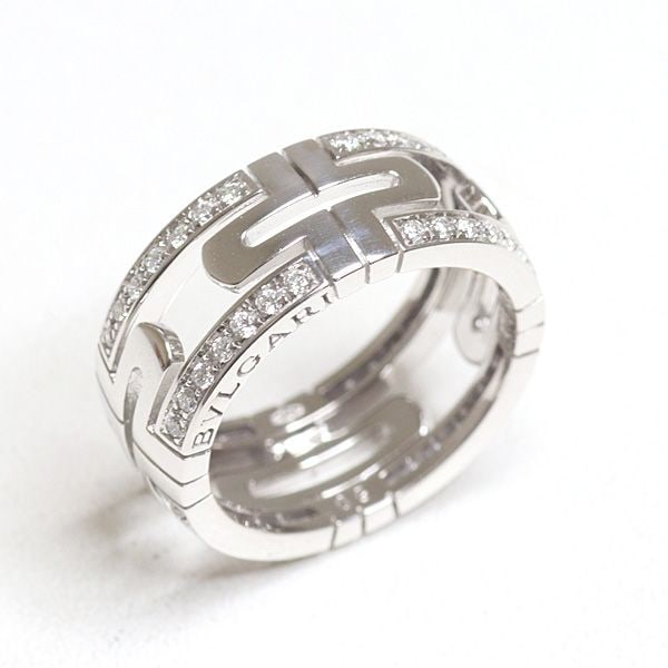 Pre-owned BVLGARI Parentesi Diamond Ring K18WG #50 Slightly Size 10 750WG Refurbished: Category: Branded Jewelry Brand: Bulgari Item Name: Parentesi Diamond Ring Model: Reference Price: Grade: A Size: Marked Size: 50 Actual Size: Slightly under size 10 Width approximately 7.9mm Thicknes