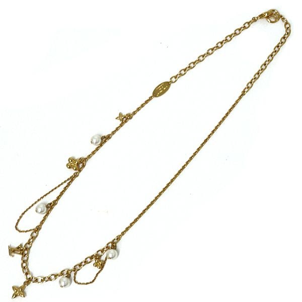 Pre-owned Louis Vuitton Blooming Pearl Necklace, Artificial Pearls, Metal, Model M02642, Gold Color.: Category: Branded Jewelry Brand: Louis Vuitton Product Name: Blooming Pearl Necklace Model: M0264 Reference Price: Grade: S Size: Total Length: Approximately 45cm Material: Imitation Pearl, Metal Colo