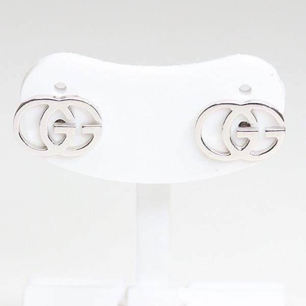 Pre-owned - Gucci GG Running Platinum Earrings K18WG 750WG Double G Motif Earrings (1 of 6)