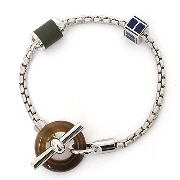 Pre-owned - Hermes Meli-Melo Bracelet Grenan Swift Metal Blue Silver: Category: Branded Jewelry Brand: Hermes Product Name: Meli-Melo Bracelet Model: Reference Price: Grade: A Size: Size: T5, Total Length: Approximately 22cm, Wrist Size: Approximately 18.5cm Material: S