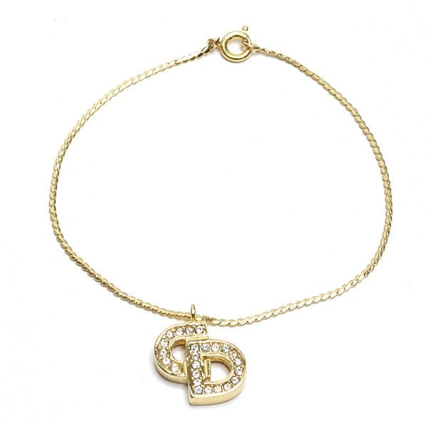 Second-hand Christian Dior CD Logo Bracelet, Metal, Gold Tone, Synthetic Gemstones (1 of 6)