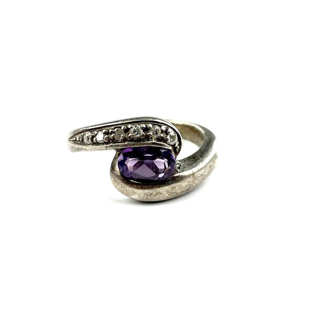 Pre-owned - Unique SILVER 925 Silver Ring, Size 10, Purple Gemstone (1 of 8)