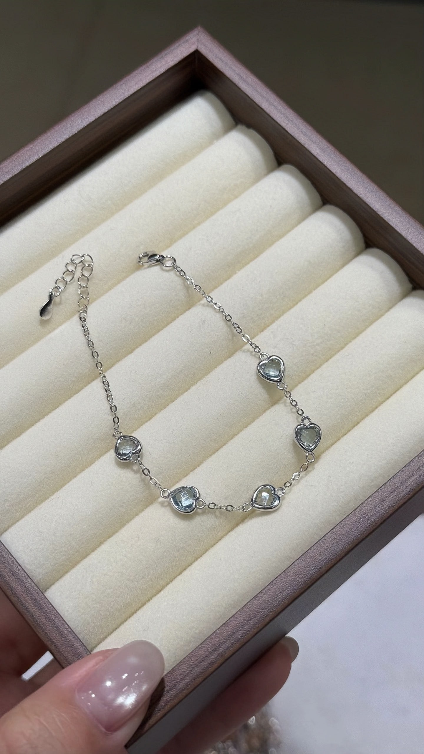 925 Silver Natural Aquamarine Amethyst Bracelet (1 of 2)