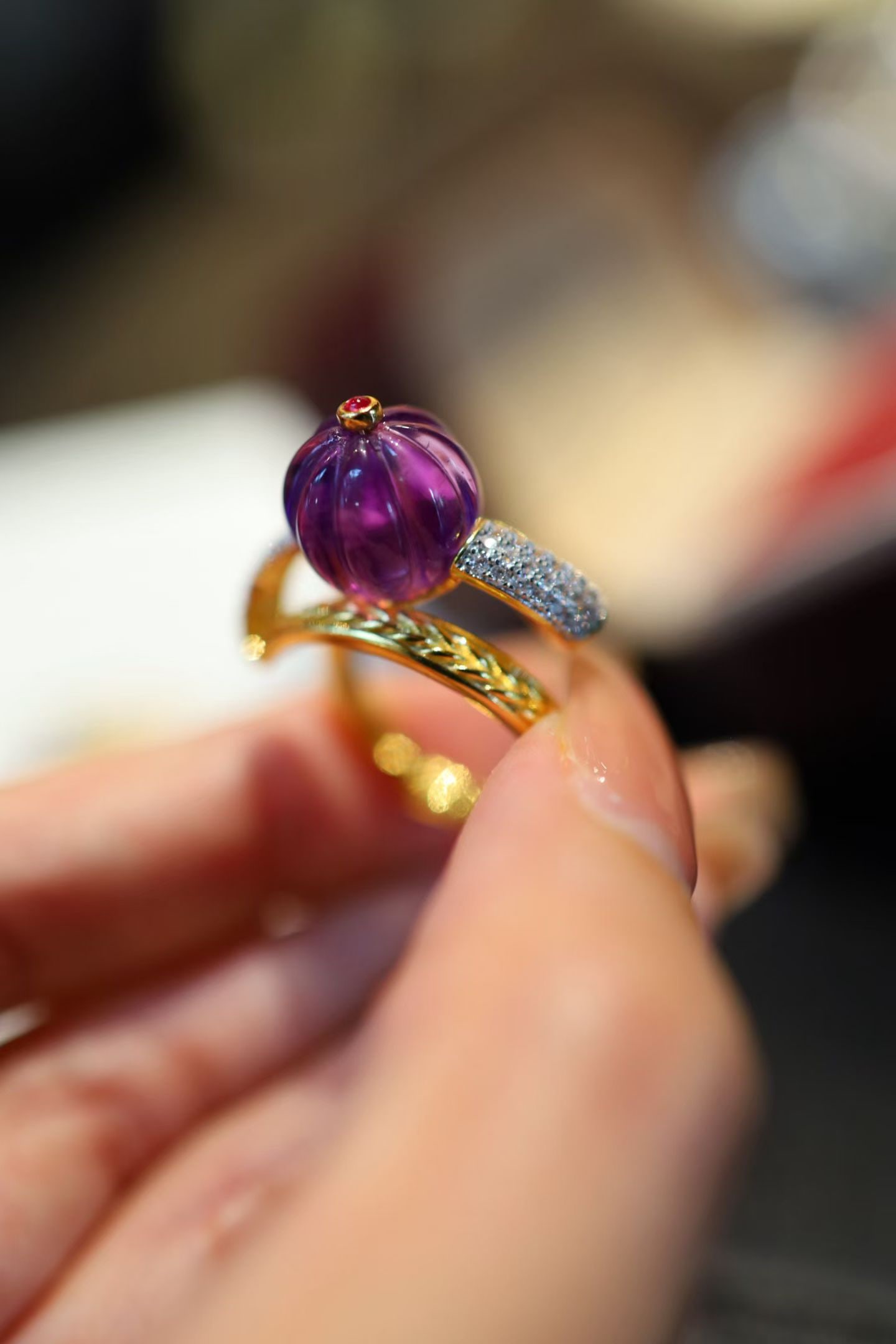 Natural Amethyst Ring - 3
