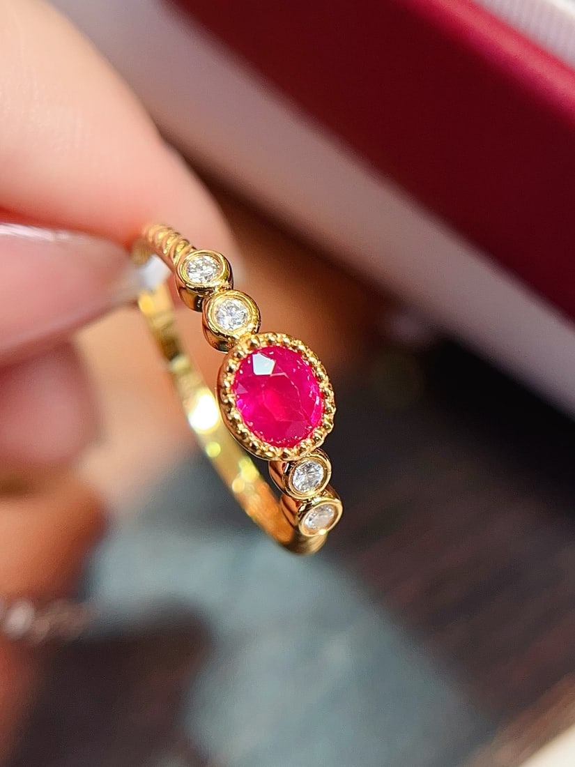 18K Gold Natural Unheated Ruby Ring - 3
