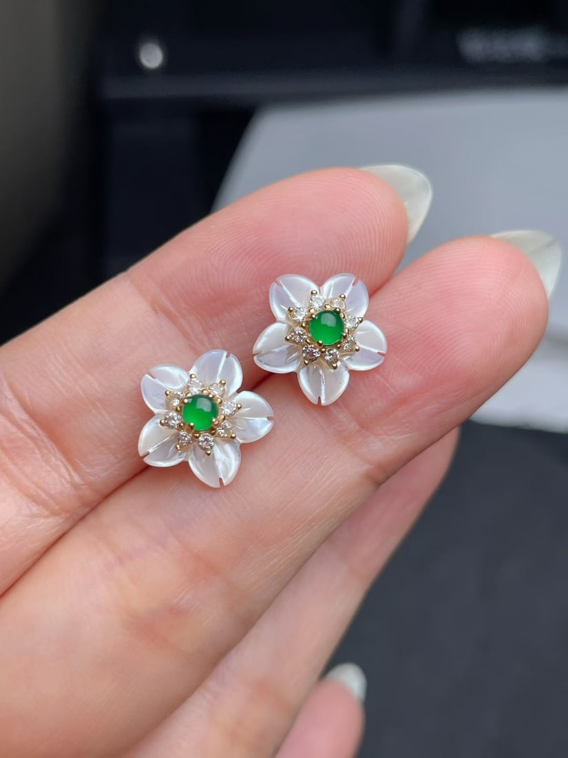 Silver Jade Earrings - 2