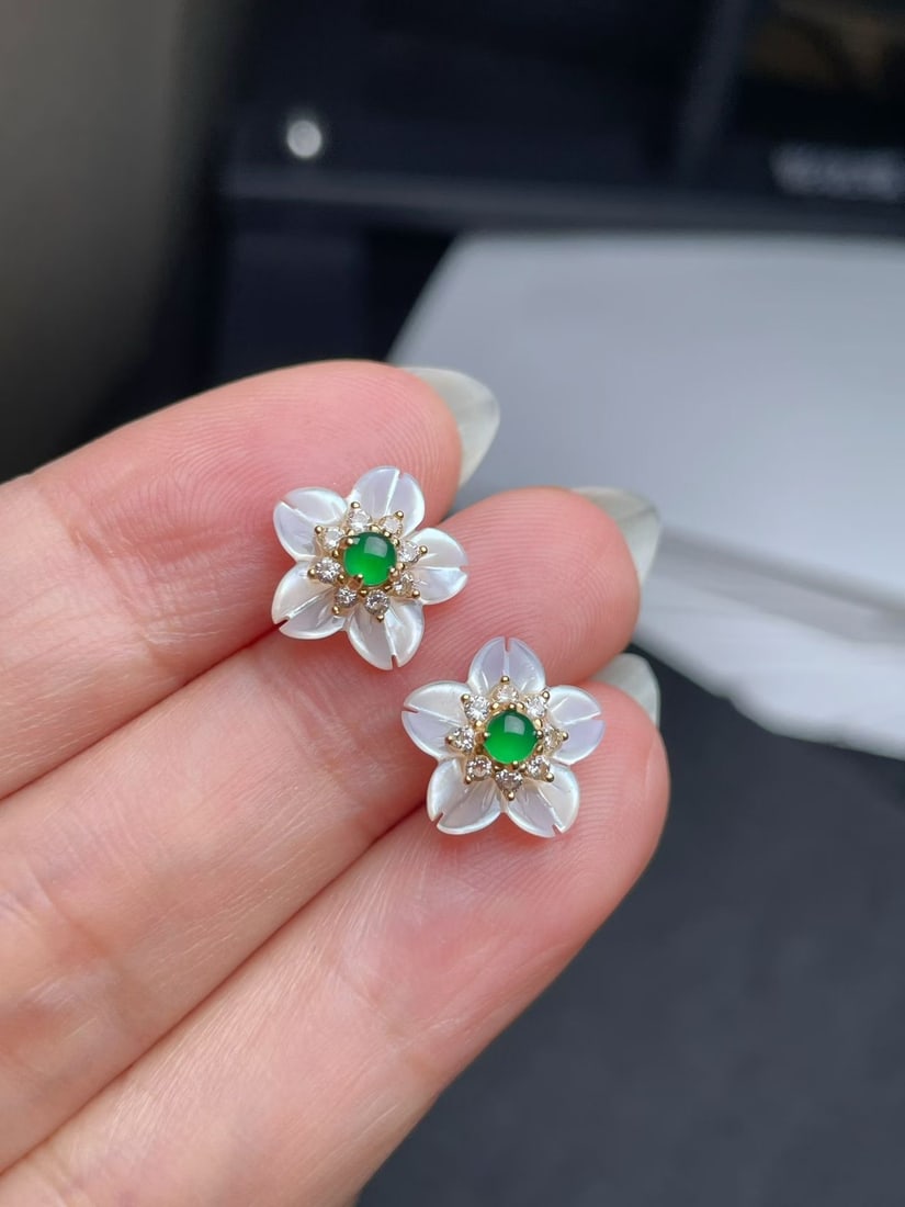 Silver Jade Earrings - 4