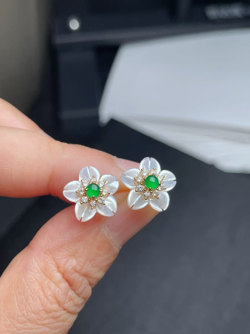 Silver Jade Earrings - 5