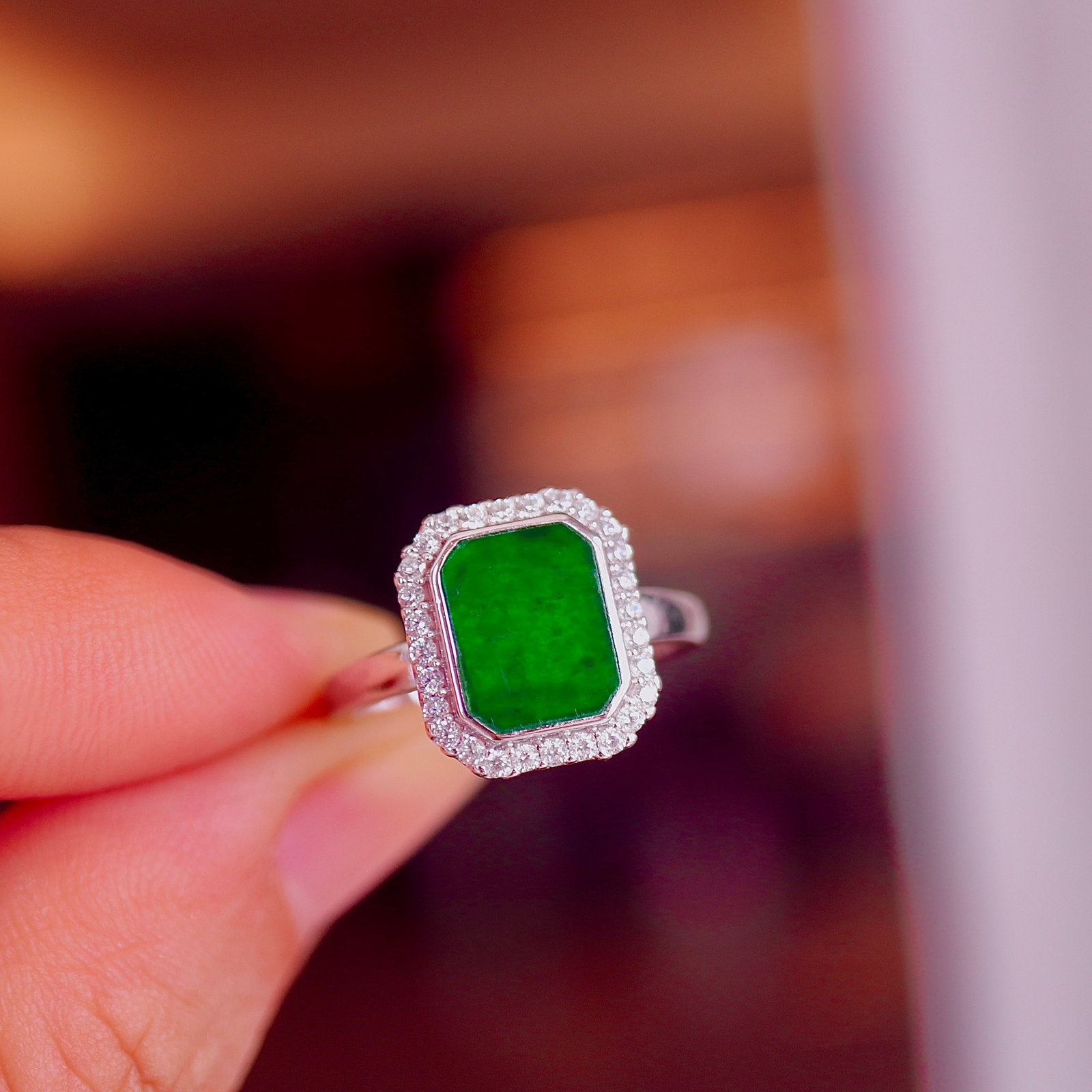 Natural Jadeite Ring - 8