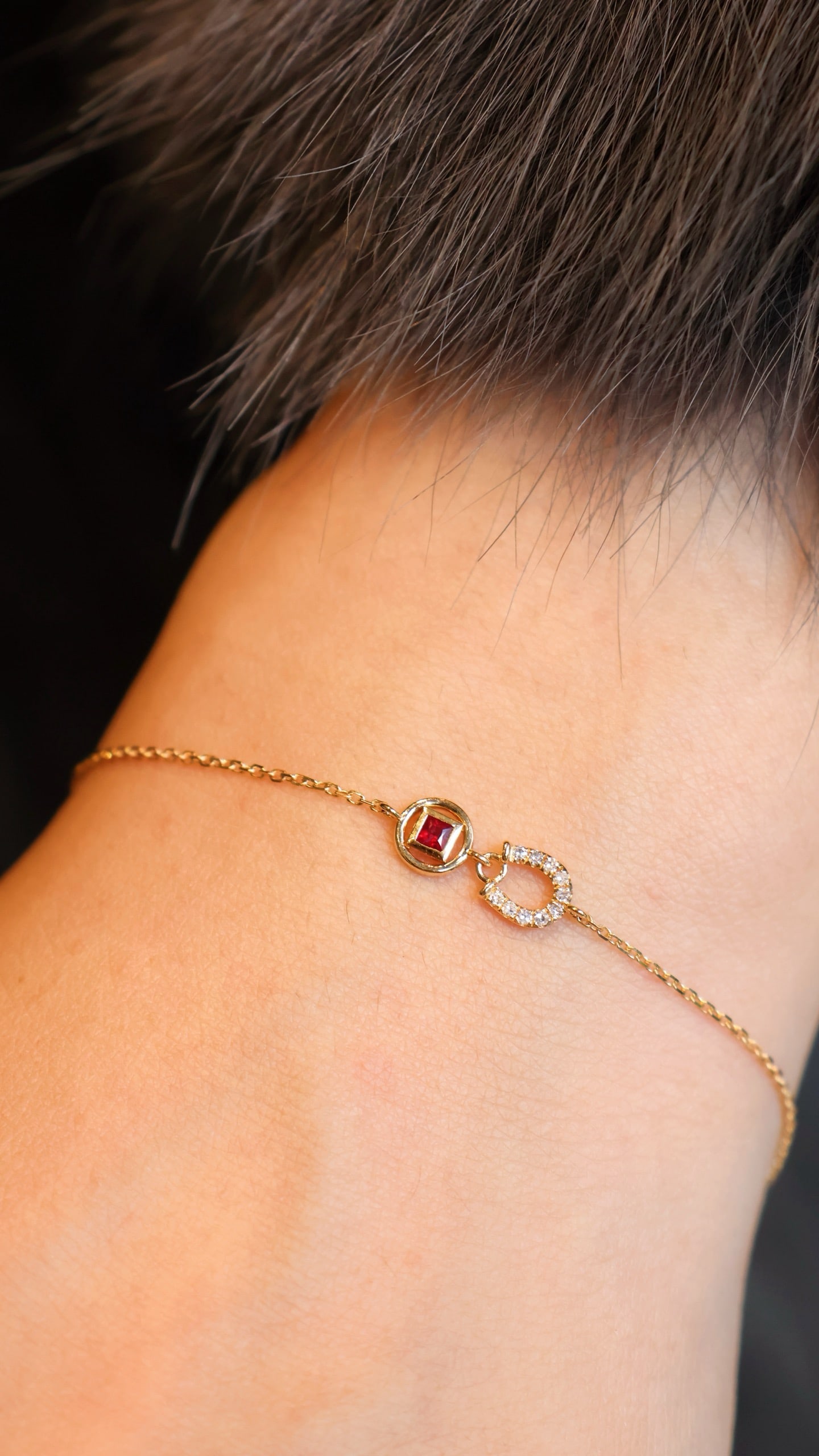 18K Gold Ruby Diamond Bracelet - 2