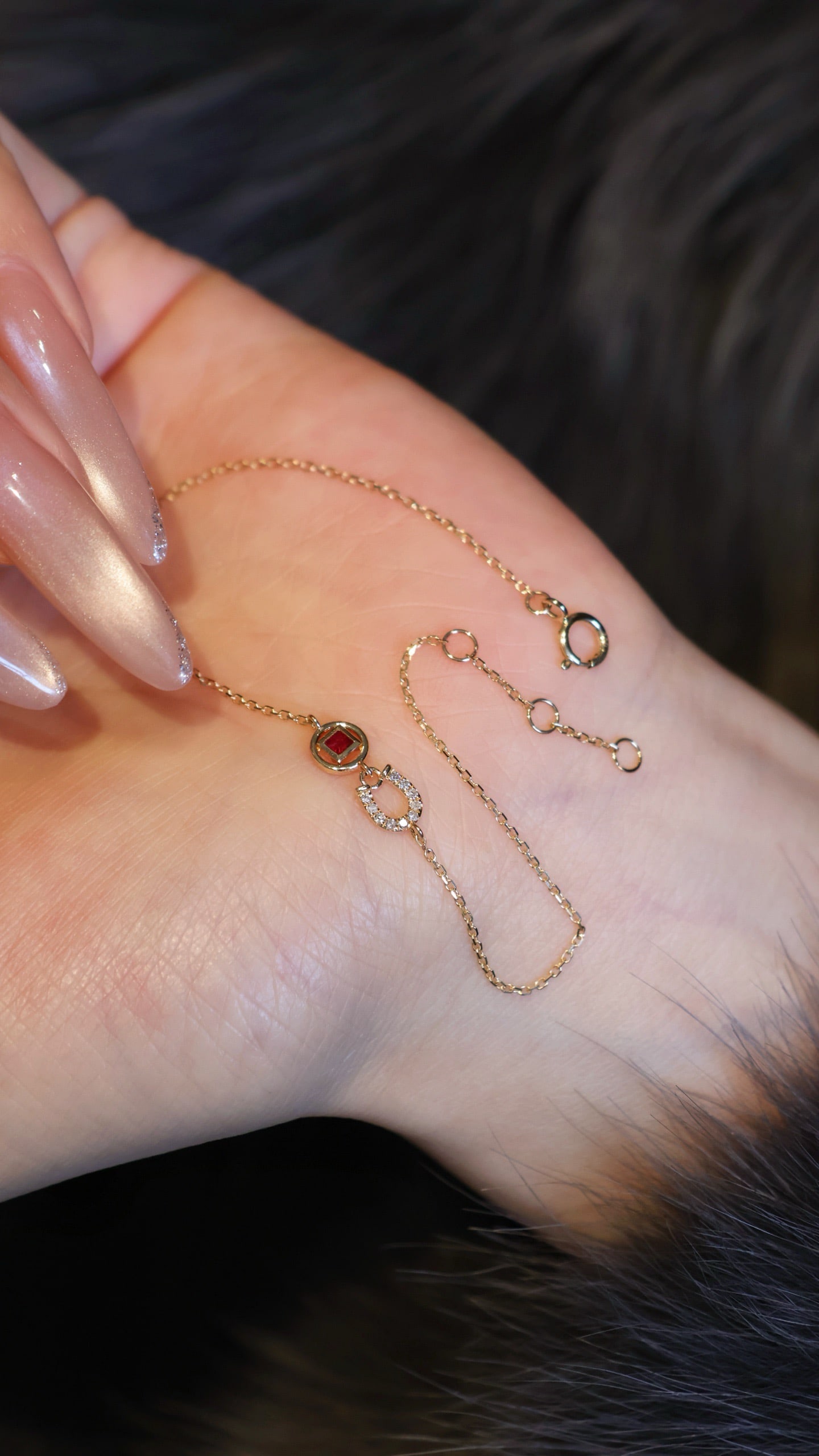 18K Gold Ruby Diamond Bracelet - 4