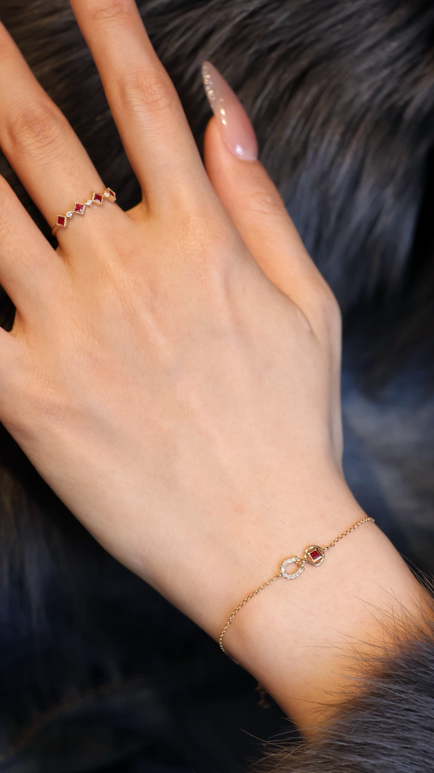 18K Gold Ruby Diamond Bracelet - 5