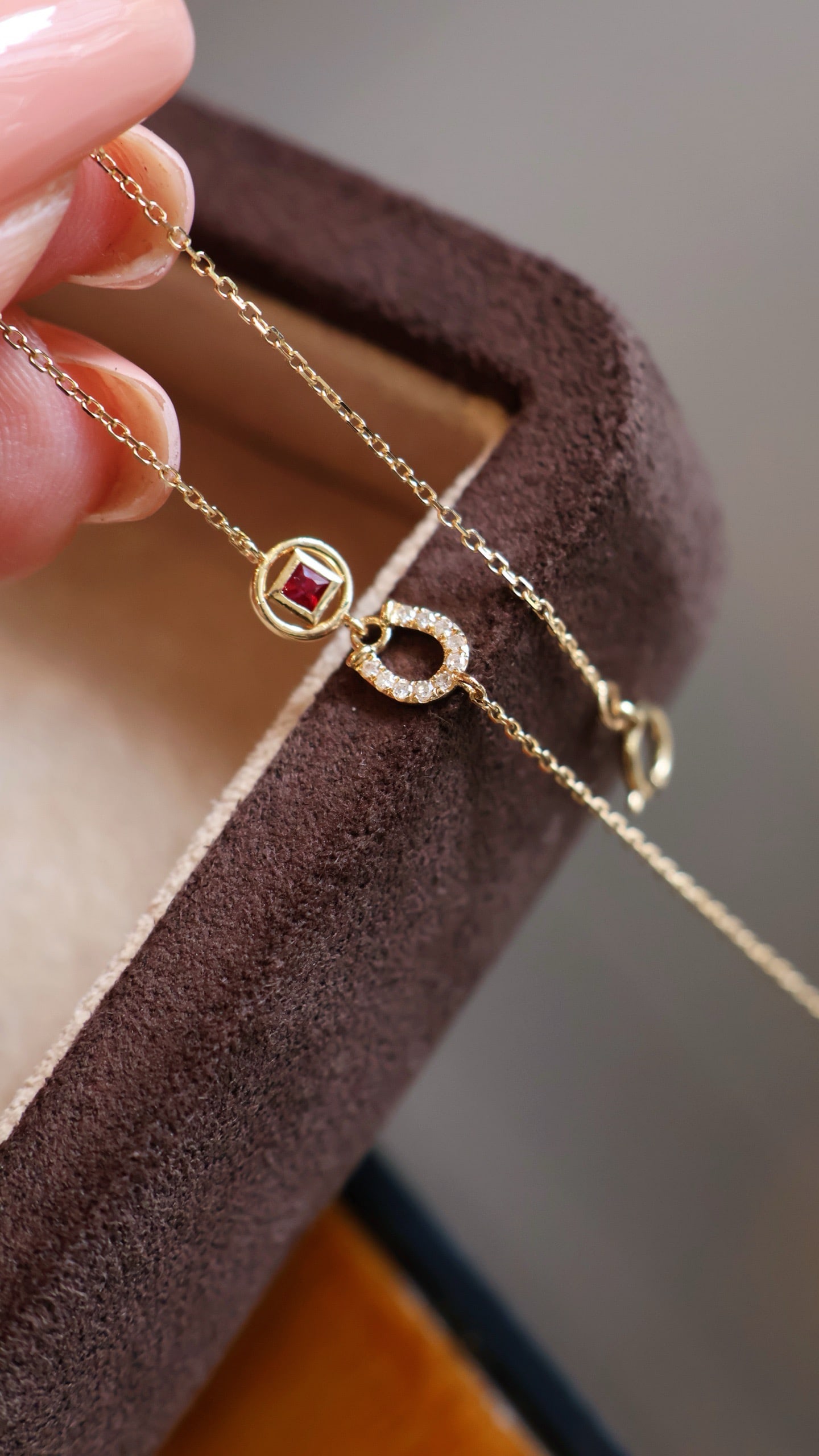 18K Gold Ruby Diamond Bracelet - 6