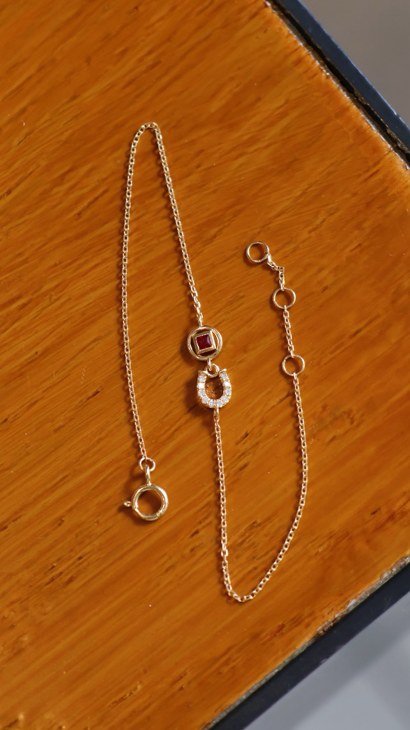 18K Gold Ruby Diamond Bracelet - 7