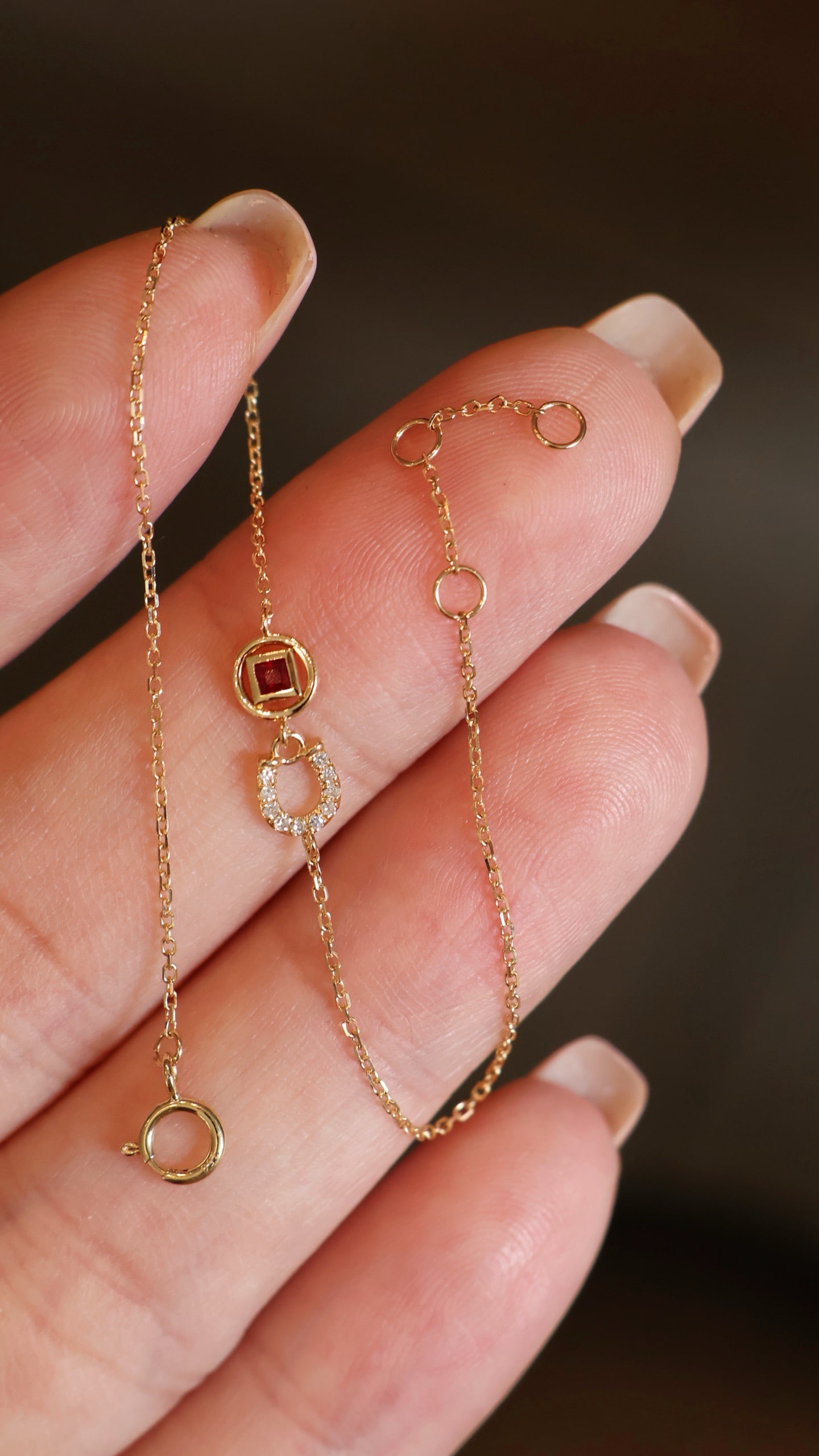 18K Gold Ruby Diamond Bracelet - 8