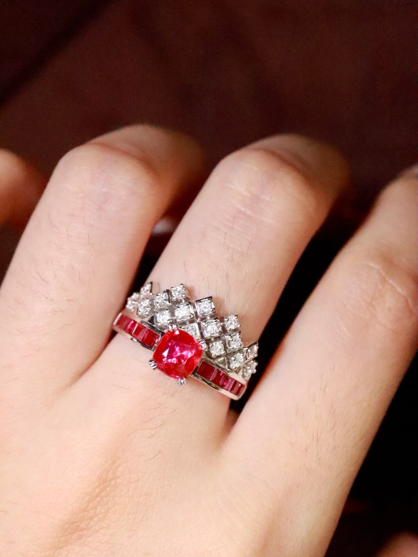 Platinum Natural Ruby Ring - 5