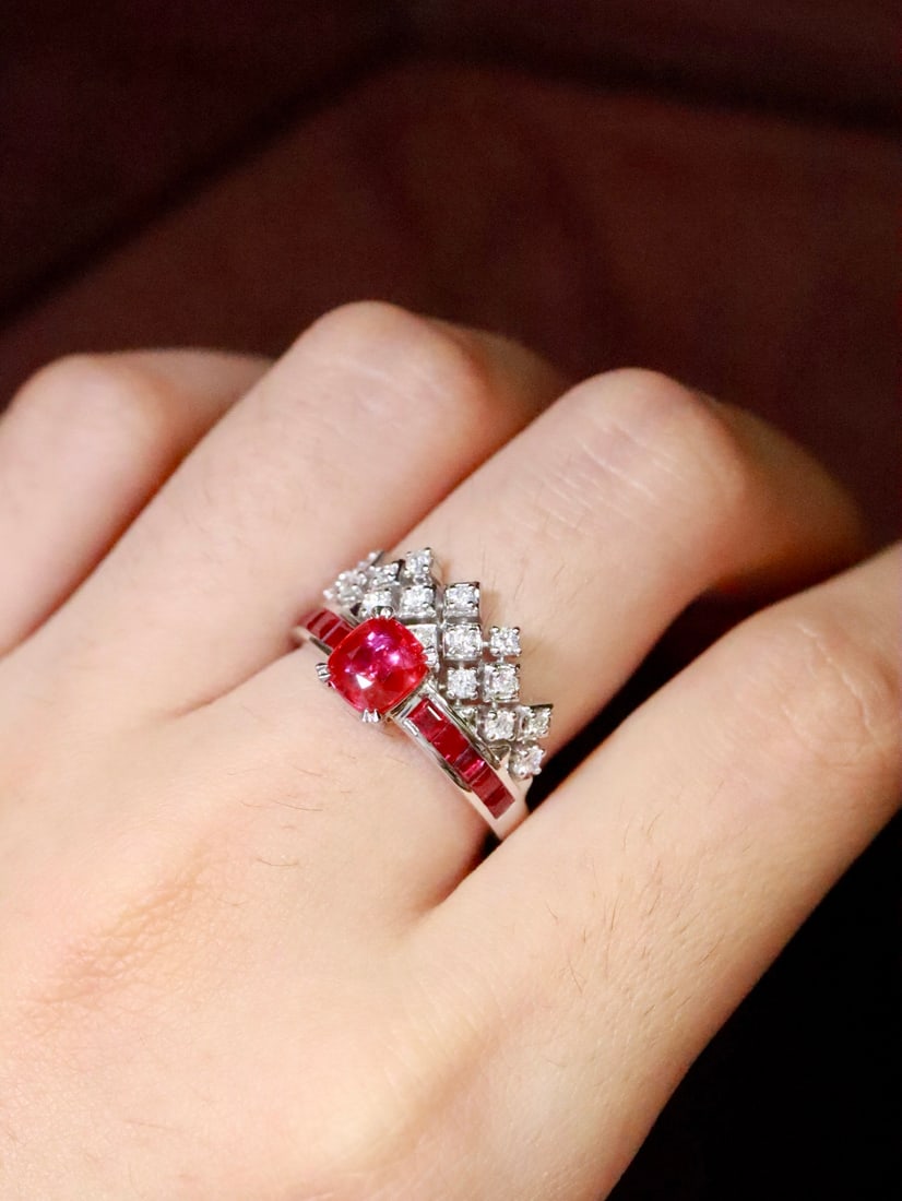 Platinum Natural Ruby Ring - 6