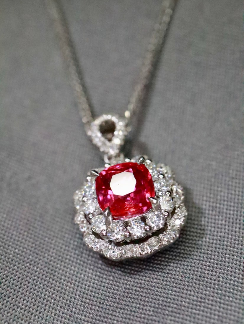 Platinum Unheated Ruby Pendant - 2