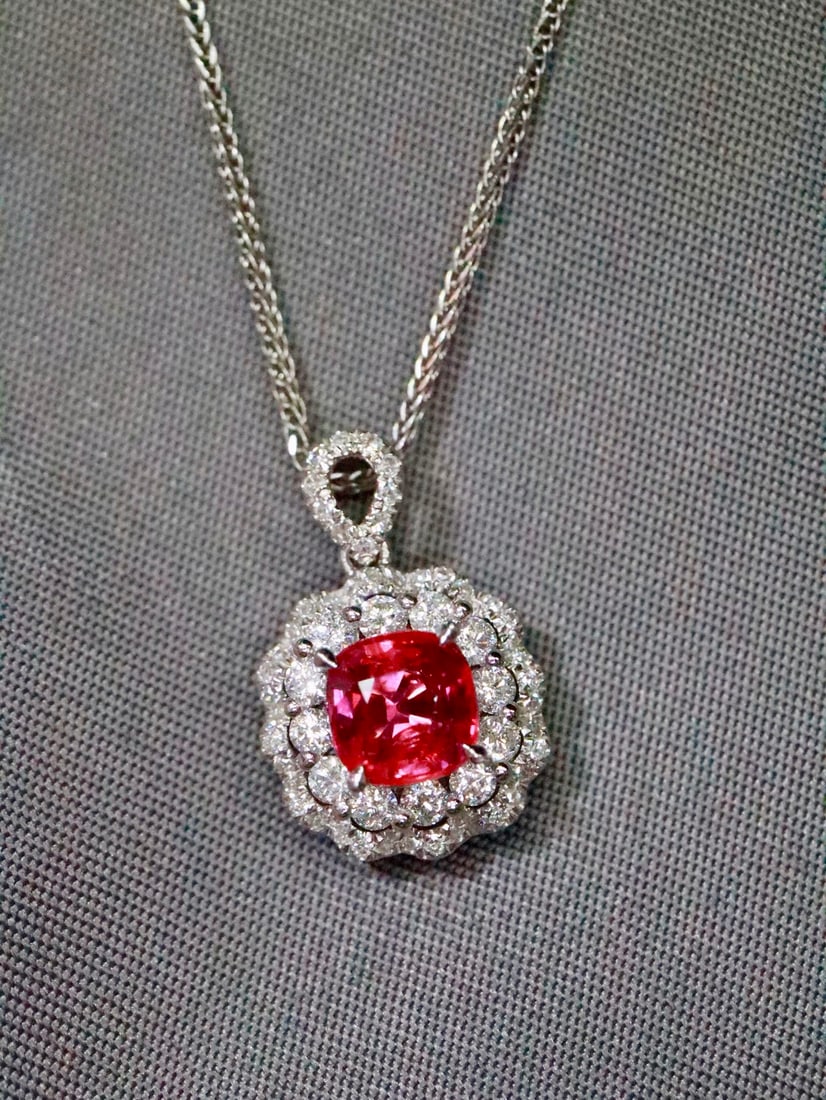 Platinum Unheated Ruby Pendant - 4