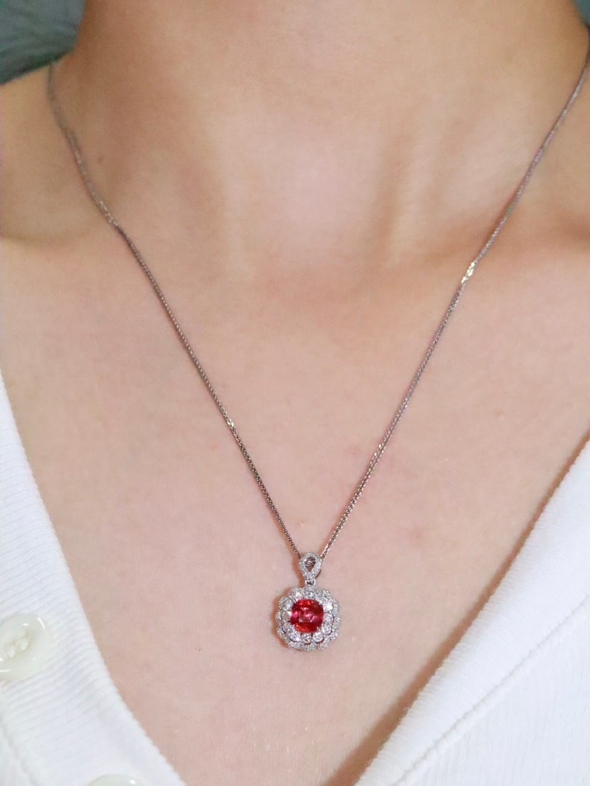 Platinum Unheated Ruby Pendant - 6