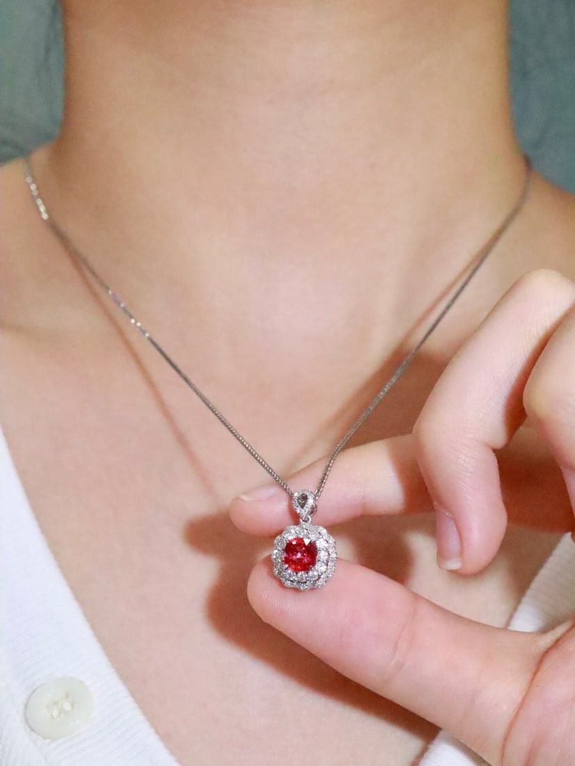 Platinum Unheated Ruby Pendant - 7