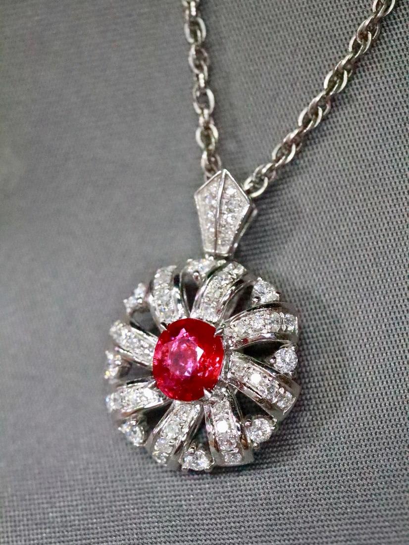 Platinum Unheated Ruby Pendant - 2