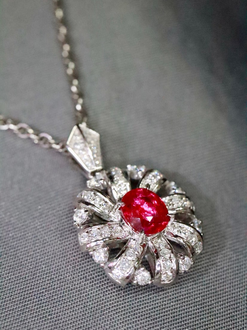 Platinum Unheated Ruby Pendant - 3