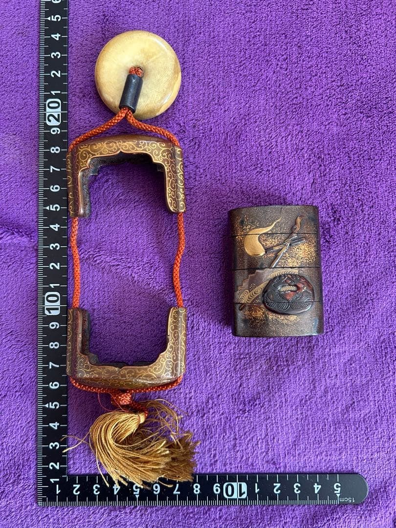 Inro netsuke outer shell maki-e samurai - 3