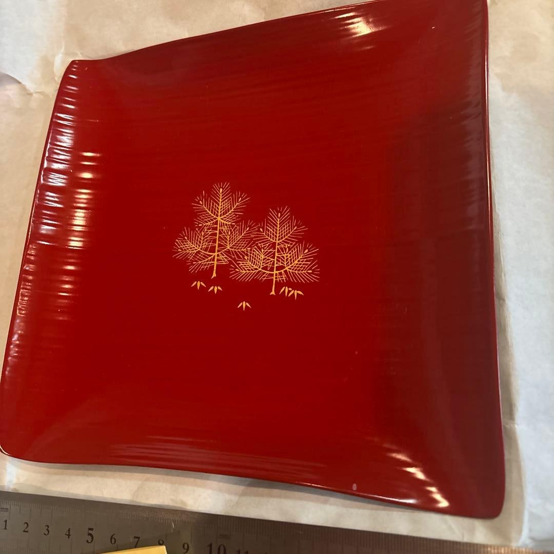 Red Lacquerware, Square Shape, Tamura Soun - 3