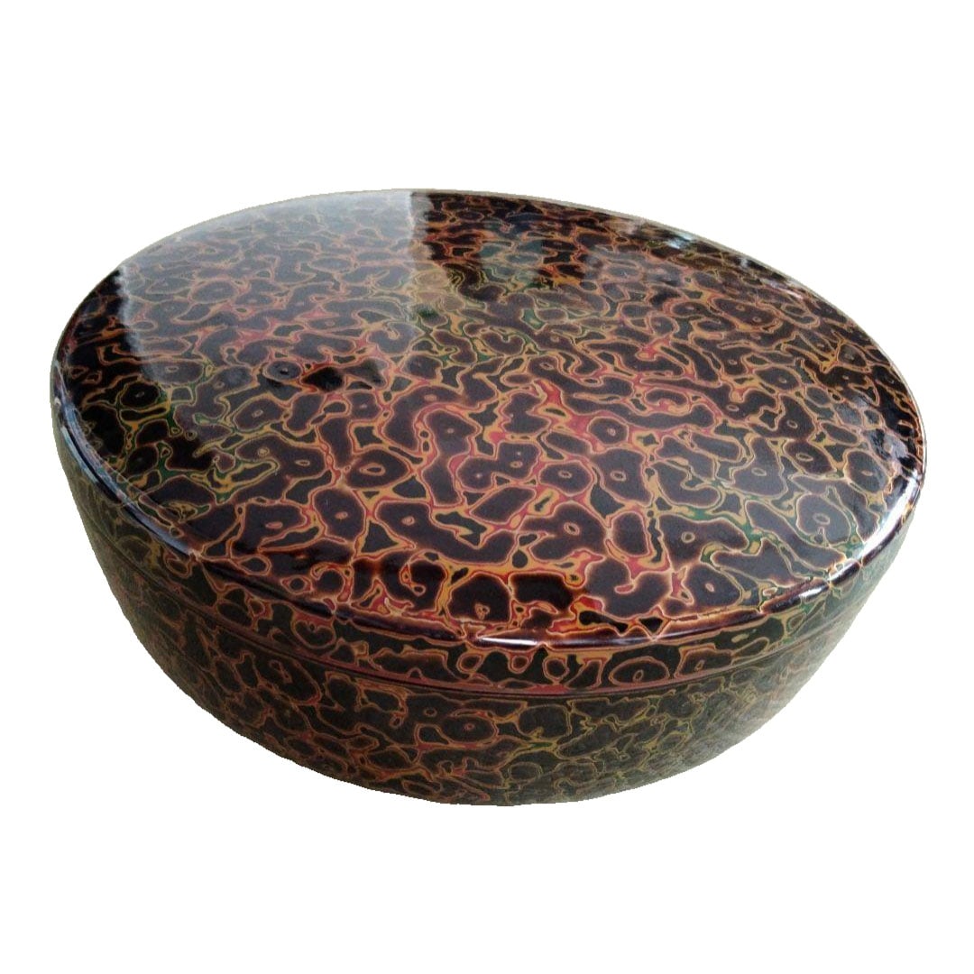 Tsugaru-nuri Craftwork Circular Lacquerware with Lid Confectionery Bowl Confectionery Box Small Item (1 of 5)
