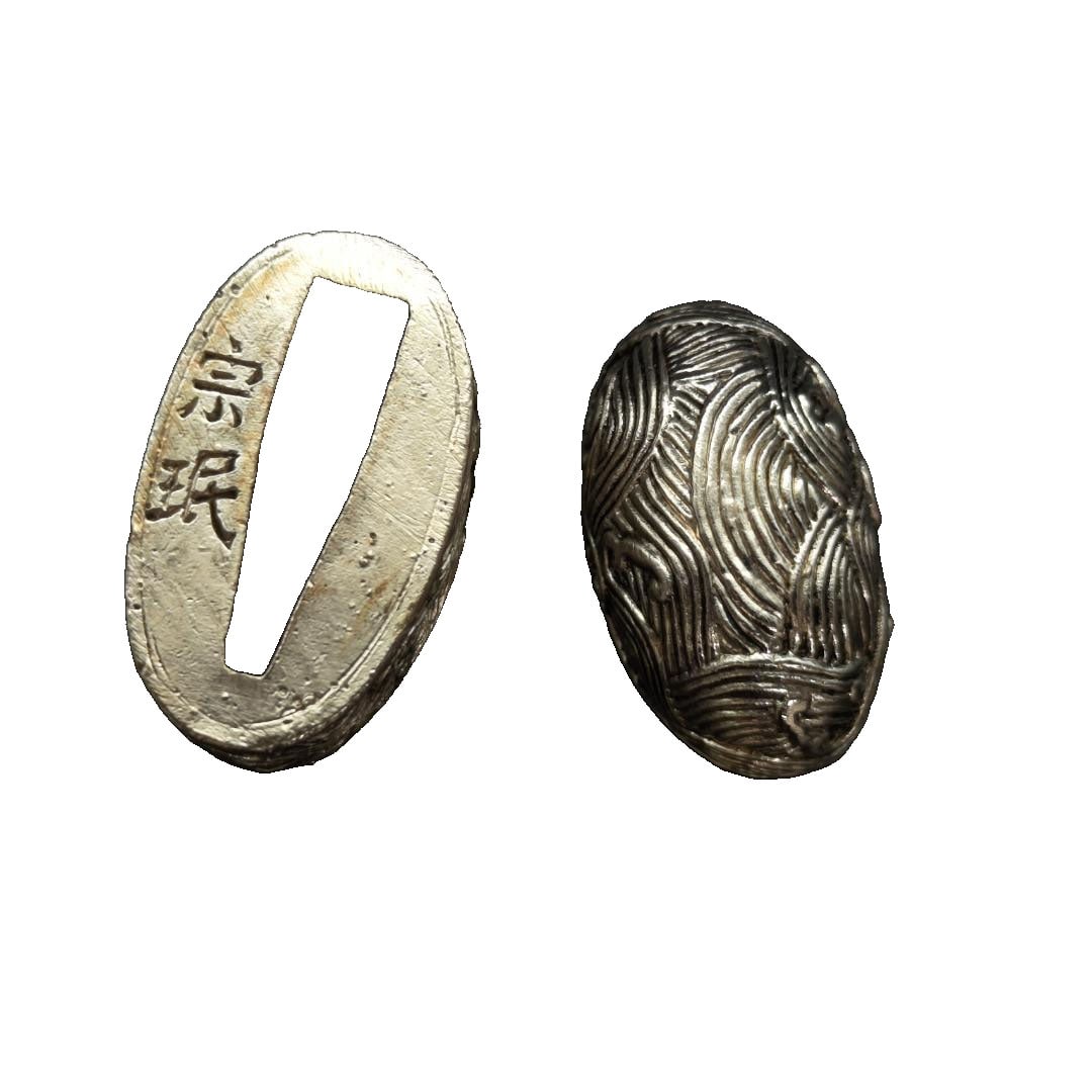 Edge Head Wave Pattern Bronze Base Silver Plated Sword Art Martial Arts Equipment Iai Japanese Sword: Wave Pattern on Bronze Base with Silver Plating, Sword Art, Martial Arts Equipment, Iai, Japanese Sword Fittings Bronze items will further oxidize over time, and the color may change.