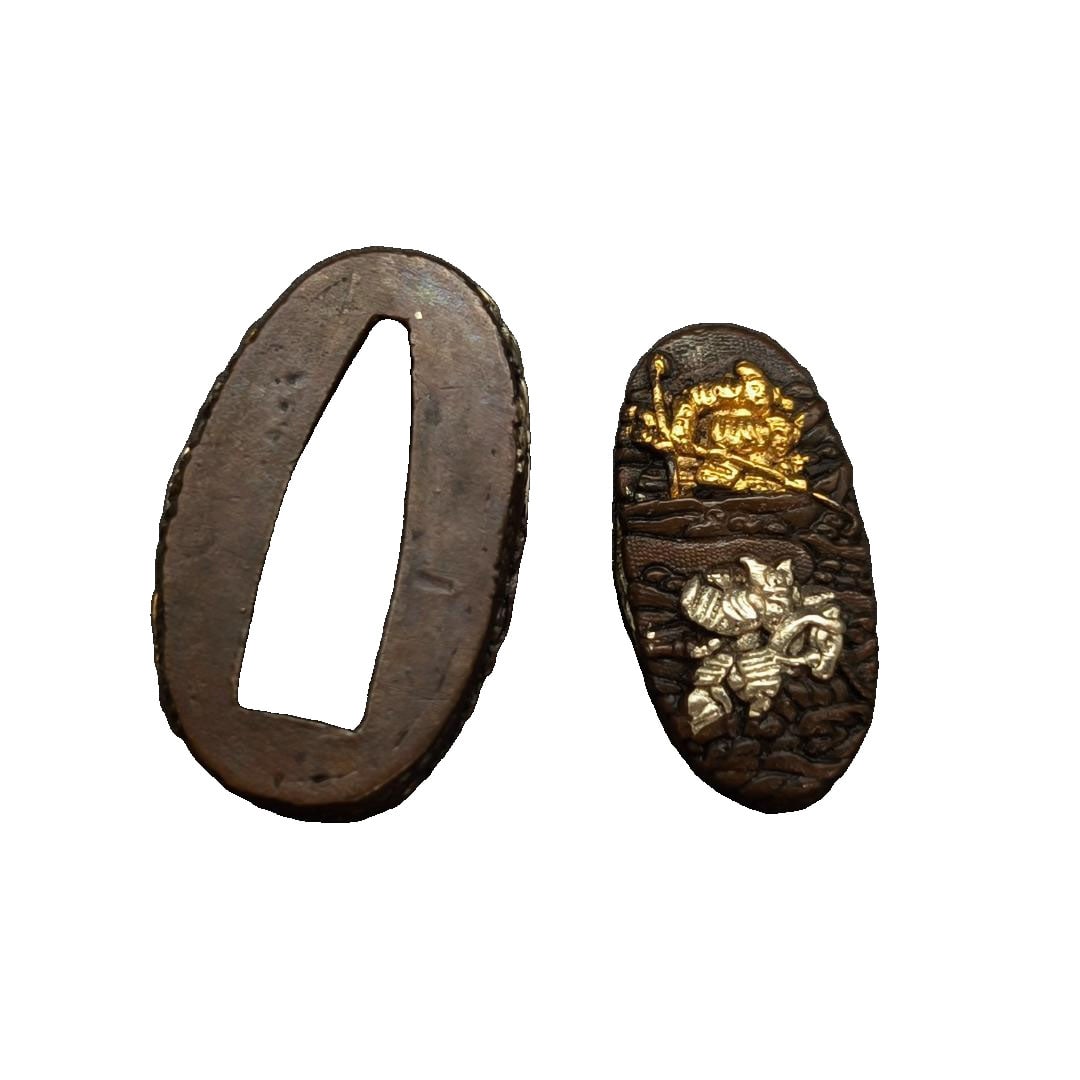Yuan Tou Busho-zu Bronze Base Gold and Silver Plating Japanese Sword Fittings (1 of 9)