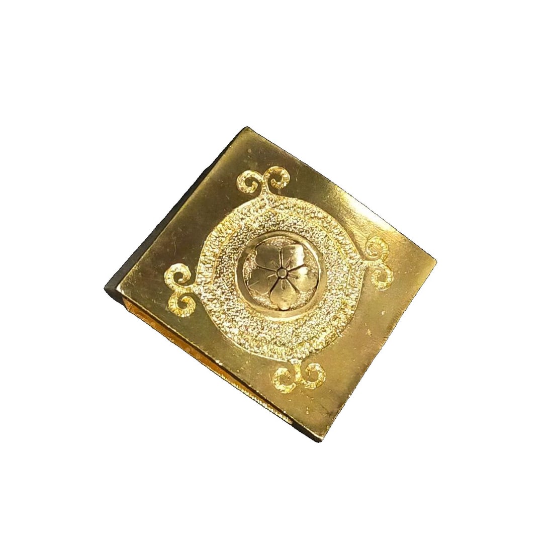 Sword Fittings: Copper Carving with Bellflower Design, Metalwork, Japanese Sword Art: Sword Fittings: Copper Engraving of Bellflower Design, Metalwork, Japanese Sword Art Dimensions approximately 32/27 mm, wall thickness approximately 1 mm, weight approximately 21 grams. Copper